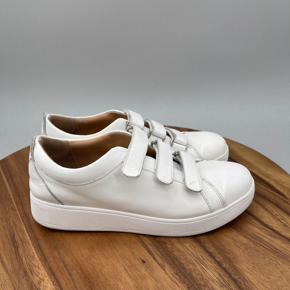 Fitflop Rally Shoes Womens Size 7 White Leather Touch Strap Trainers Walking